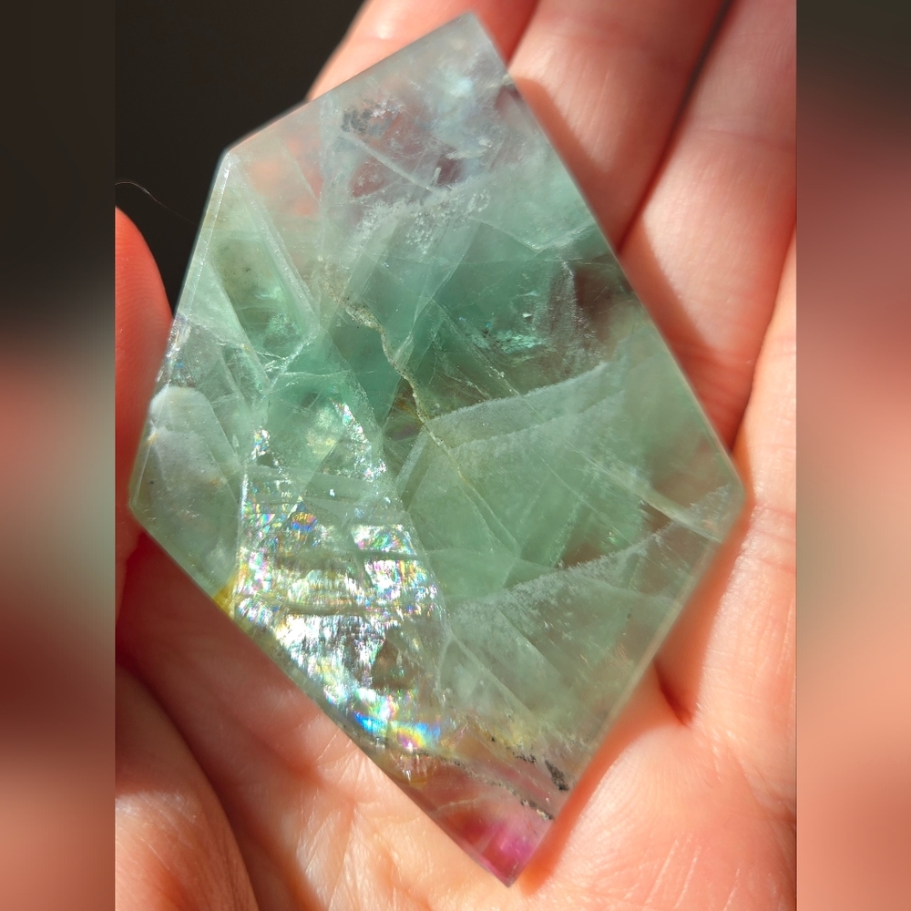 Green And Purple Fluorite Freeform Gem
